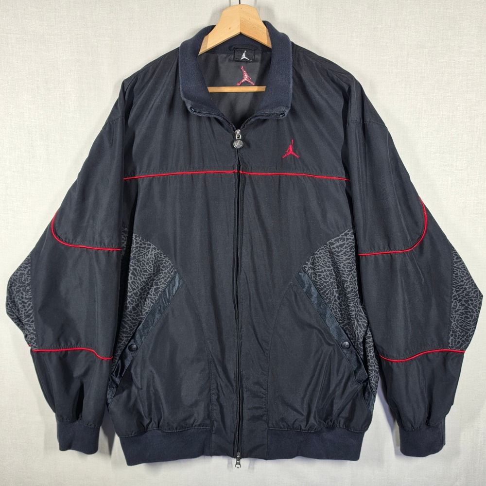 Jordan Track Jacket Mens Extra Large JumpMan Black Cement Elephant Print